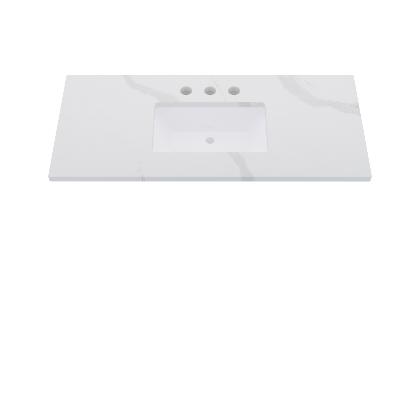 49" Vanderloc Silestone® Quartz Bathroom Vanity Top | Single Rectangle Sink | Centered in Classic Calacatta