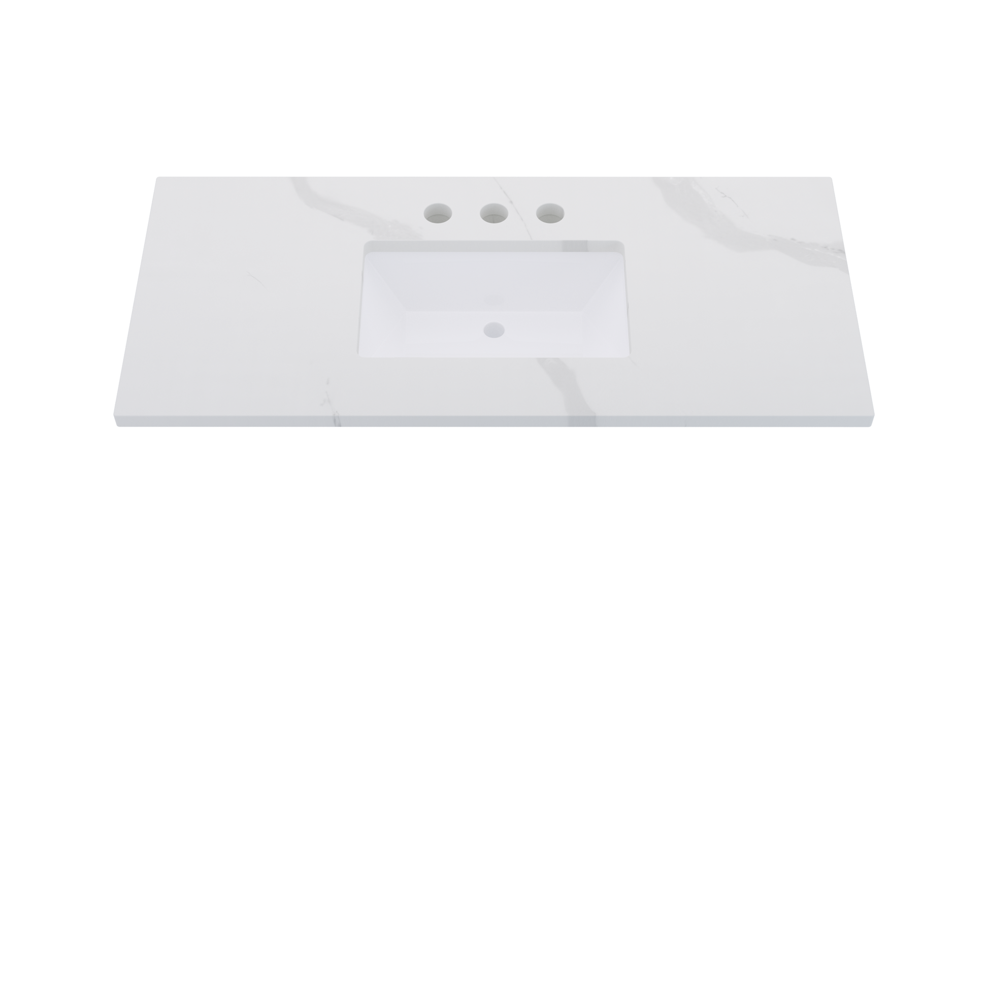 49" Vanderloc Silestone® Quartz Bathroom Vanity Top | Single Rectangle Sink | Centered in Classic Calacatta