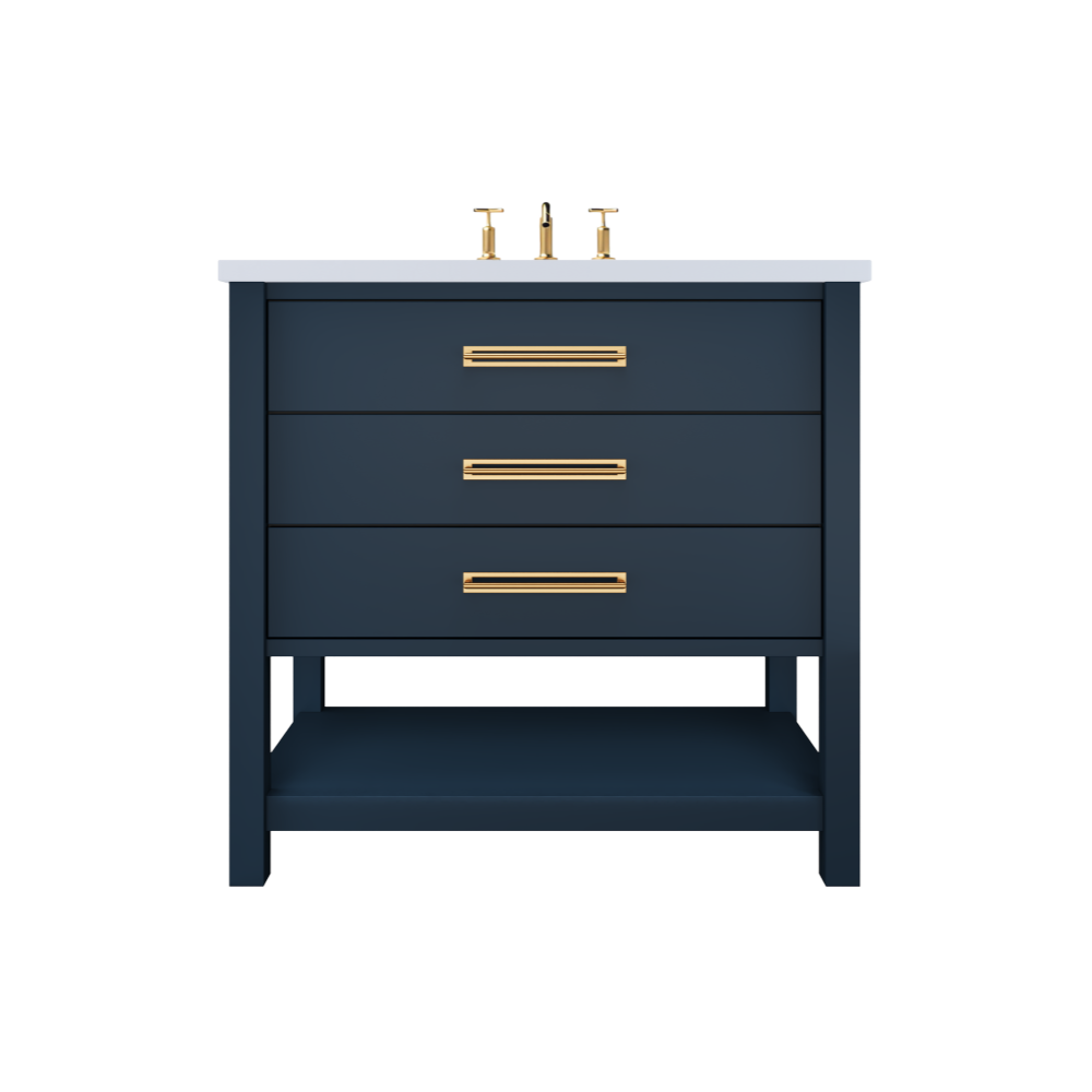 Vanderloc Kiawah Three-Drawer Single Sink 30" - Hague Blue