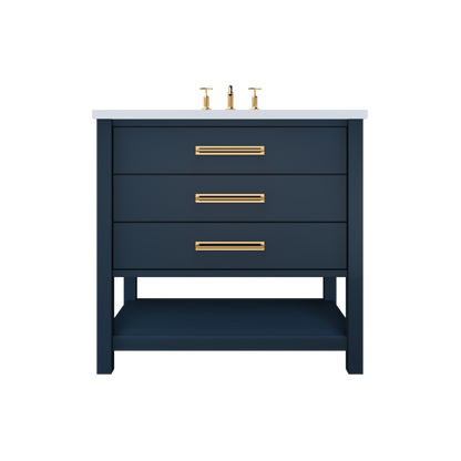 Vanderloc Kiawah Three-Drawer Single Sink 30" - Hague Blue