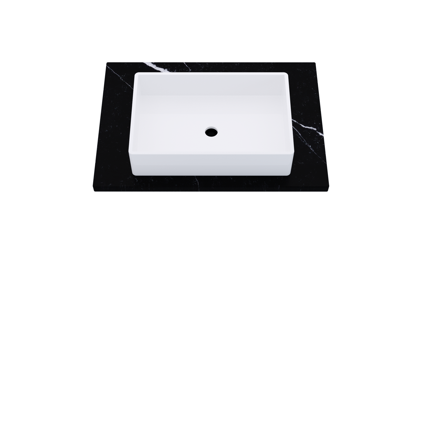 31" Vanderloc Silestone® Quartz Bathroom Vanity Top | Single Vigo Sink | Centered in Eternal Marquina
