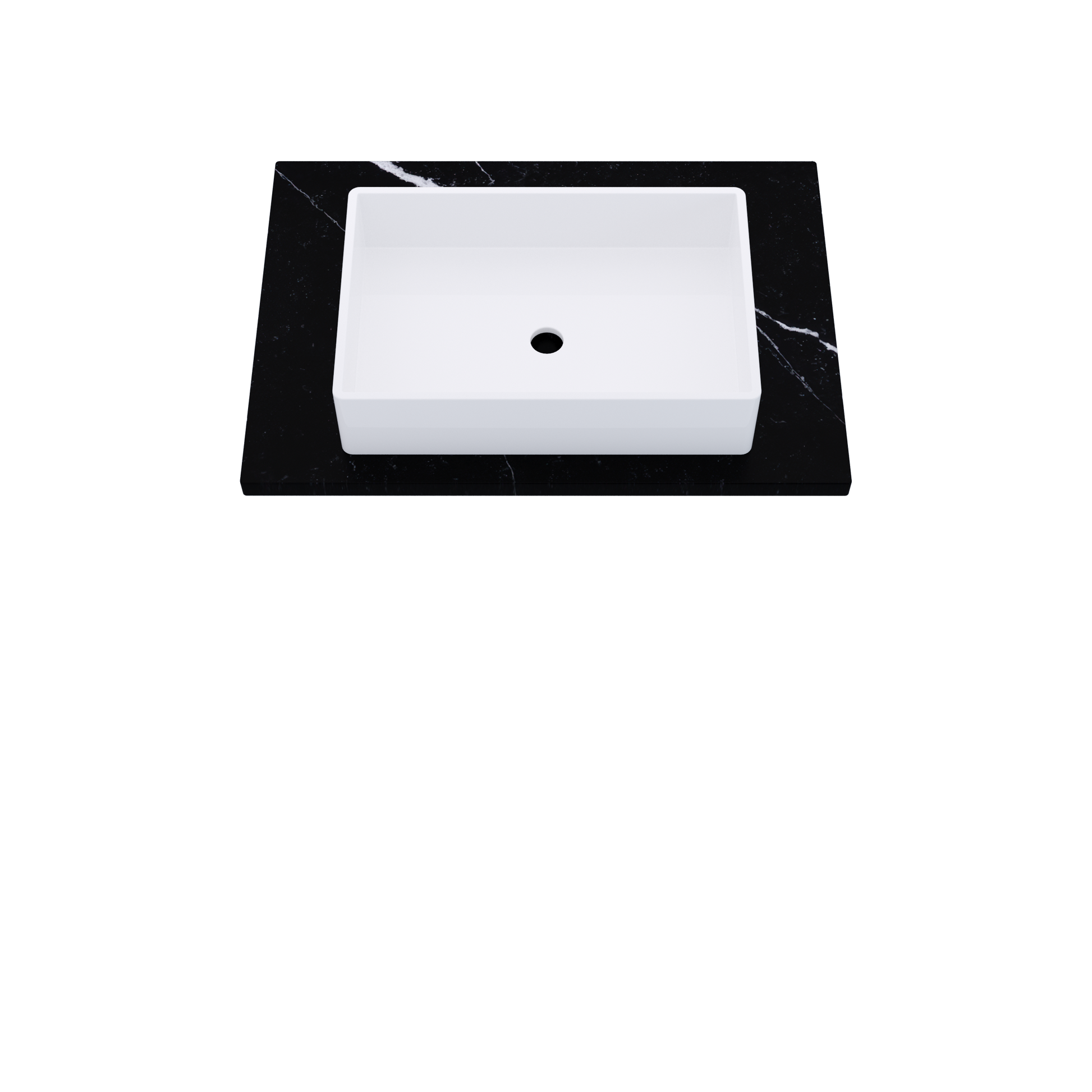 31" Vanderloc Silestone® Quartz Bathroom Vanity Top | Single Vigo Sink | Centered in Eternal Marquina