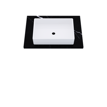 31" Vanderloc Silestone® Quartz Bathroom Vanity Top | Single Vigo Sink | Centered in Eternal Marquina