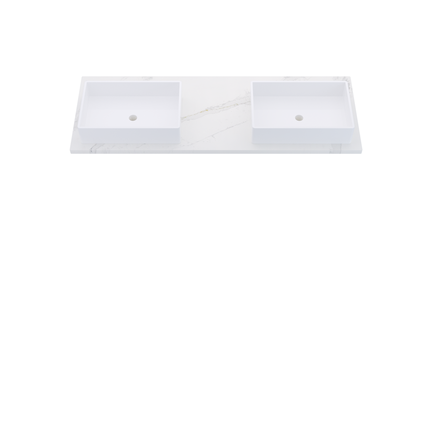 61" Vanderloc Silestone® Quartz Bathroom Vanity Top | Double Vigo Sink | Offset in Et Calacatta Gold
