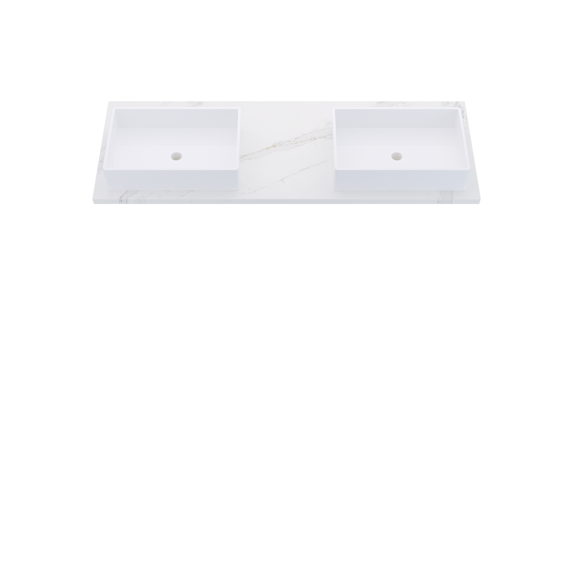61" Vanderloc Silestone® Quartz Bathroom Vanity Top | Double Vigo Sink | Offset in Et Calacatta Gold