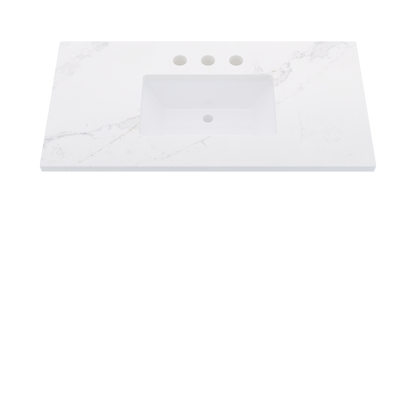 43" Vanderloc Silestone® Quartz Bathroom Vanity Top | Single Rectangle Sink | Centered in Et Calacatta Gold