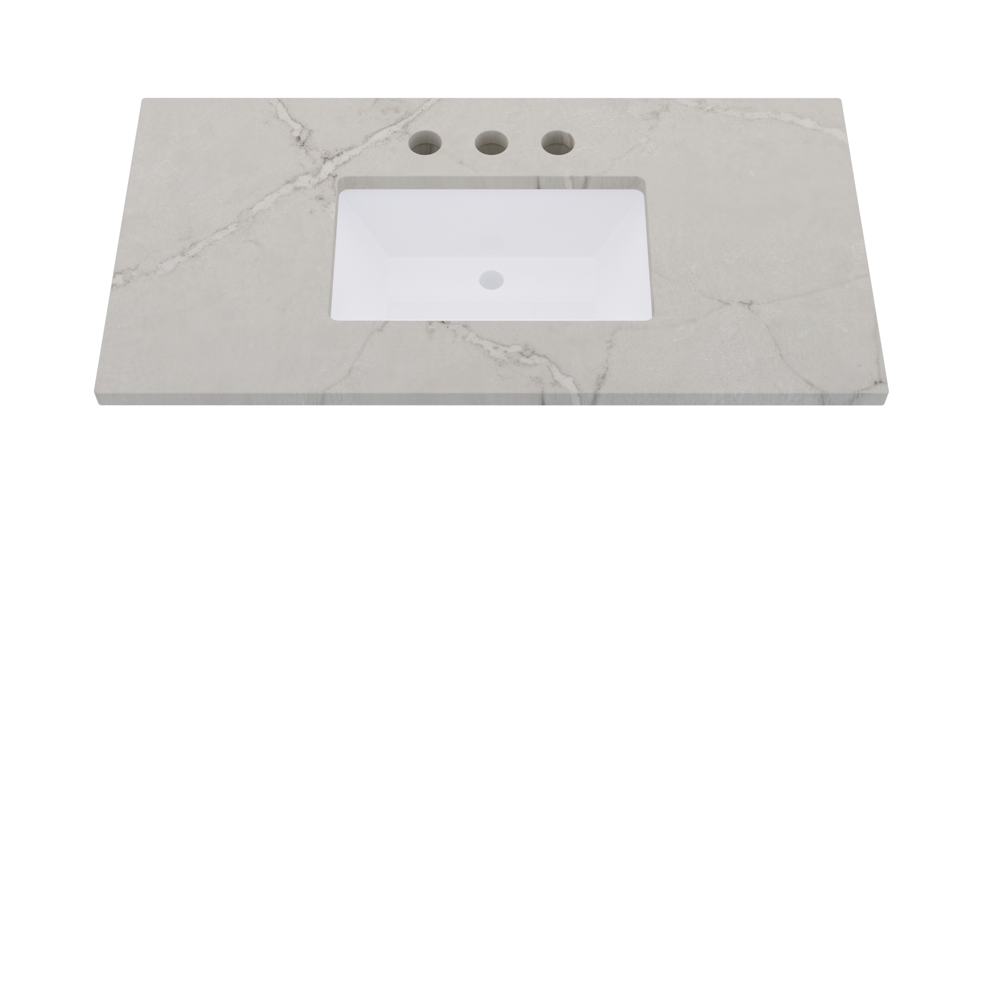 43" Vanderloc Silestone® Quartz Bathroom Vanity Top | Single Rectangle Sink | Centered in Victorian Silver