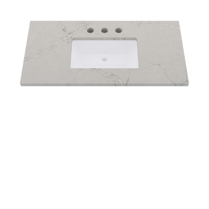 43" Vanderloc Silestone® Quartz Bathroom Vanity Top | Single Rectangle Sink | Centered in Victorian Silver