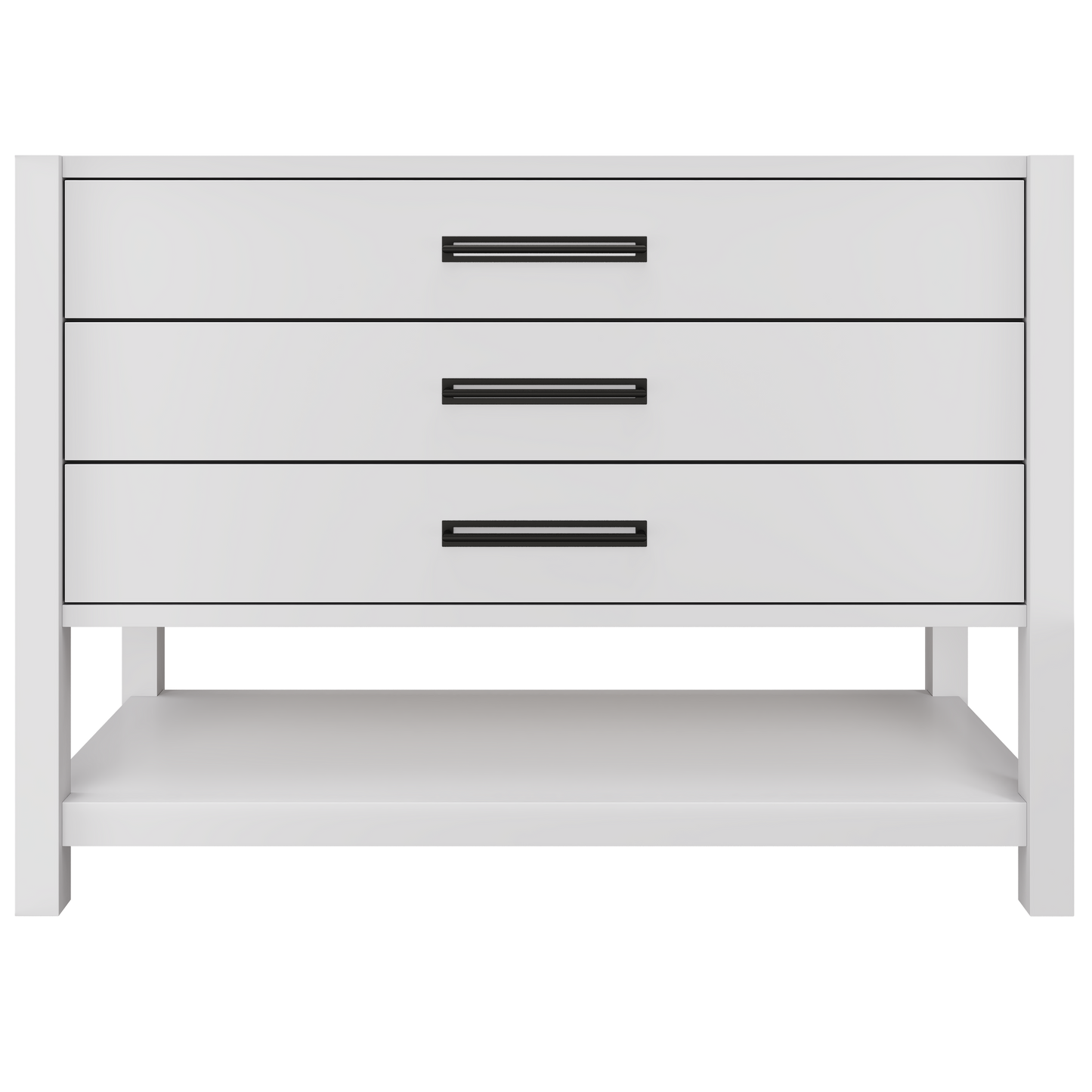 Kiawah 3-Drawer Single Bath Vanity 48in Strong White Matte Black