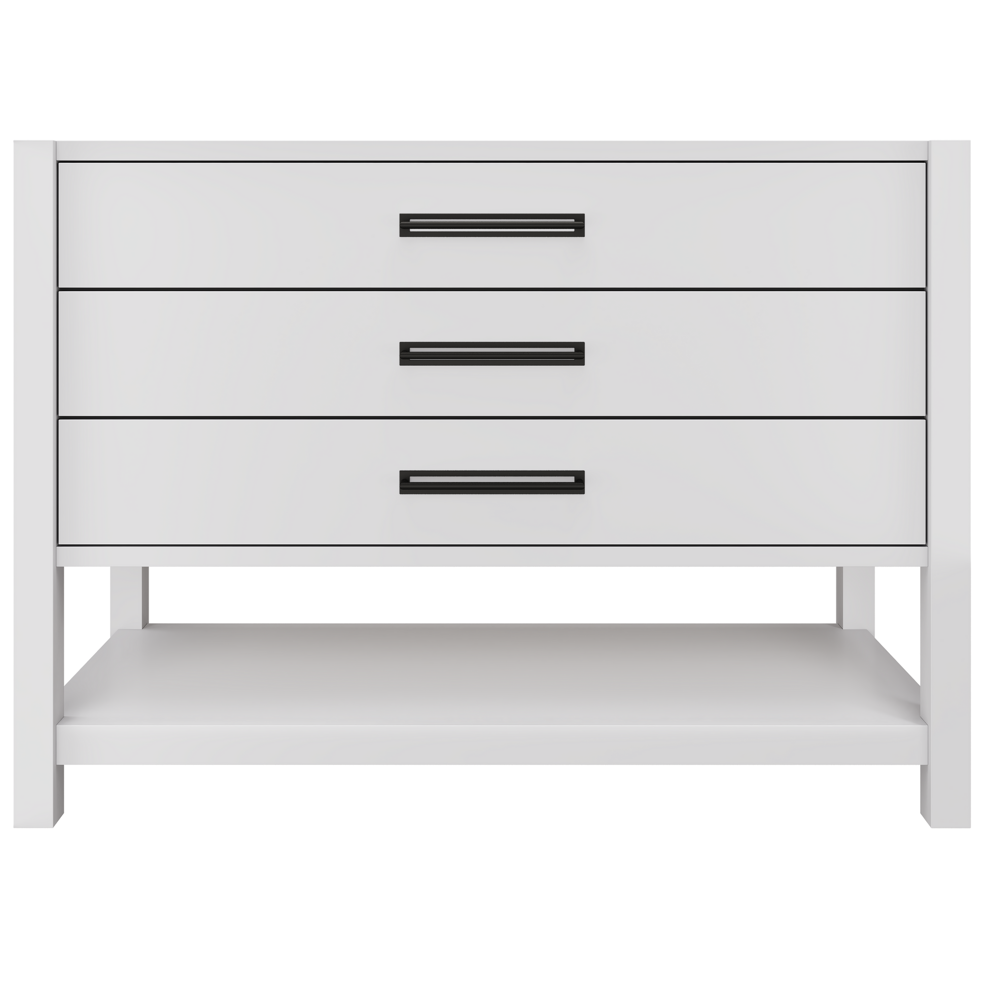 Kiawah 3-Drawer Single Bath Vanity 48in Strong White Matte Black