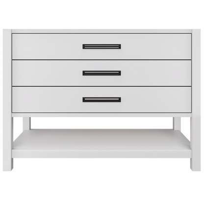 Kiawah 3-Drawer Single Bath Vanity 48in Strong White Matte Black