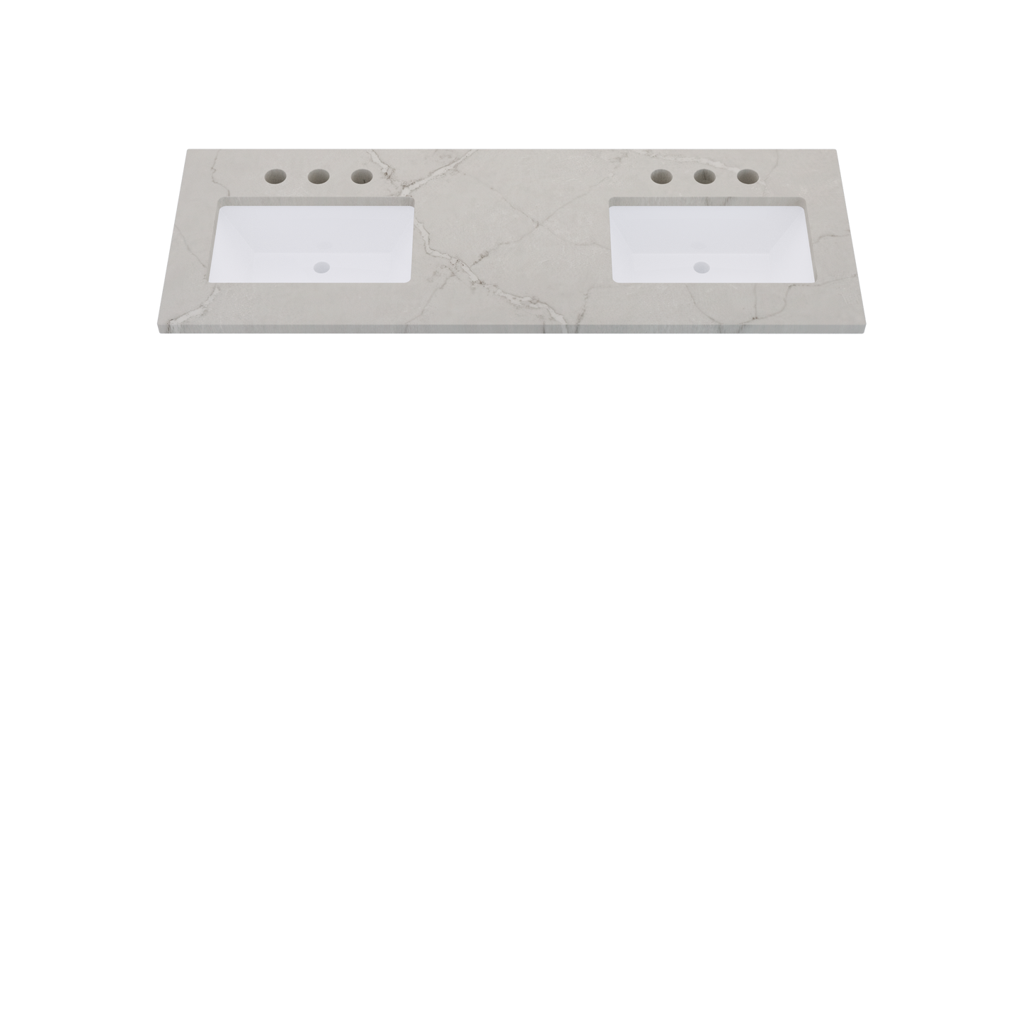 61" Vanderloc Silestone® Quartz Bathroom Vanity Top | Double Rectangle Sink | Offset in Victorian Silver