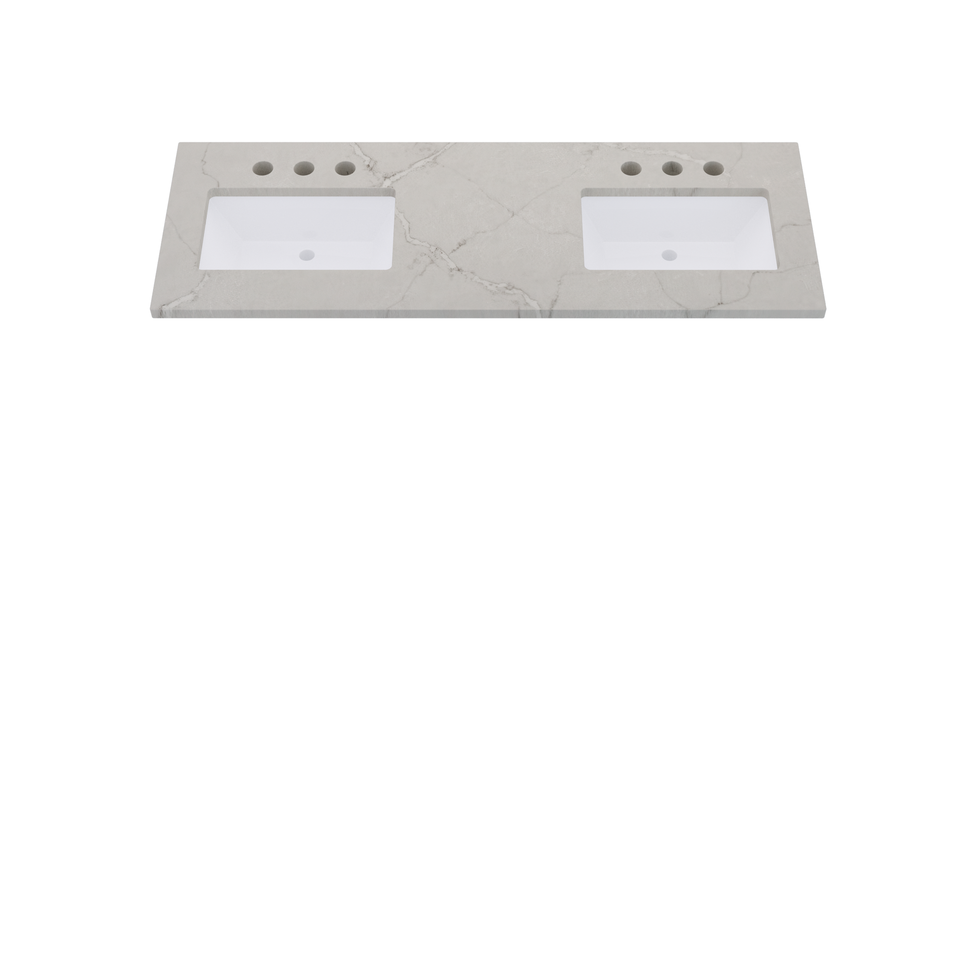 61" Vanderloc Silestone® Quartz Bathroom Vanity Top | Double Rectangle Sink | Offset in Victorian Silver