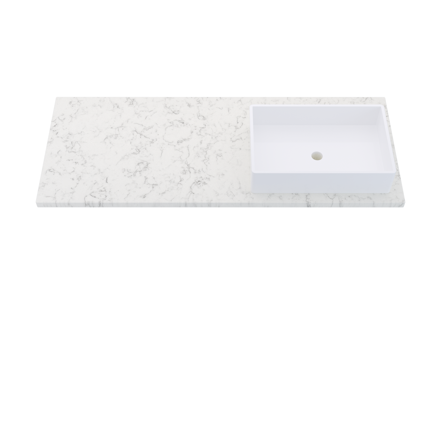 55" Vanderloc Silestone® Quartz Bathroom Vanity Top | Single Vigo Sink | Offset in Lyra