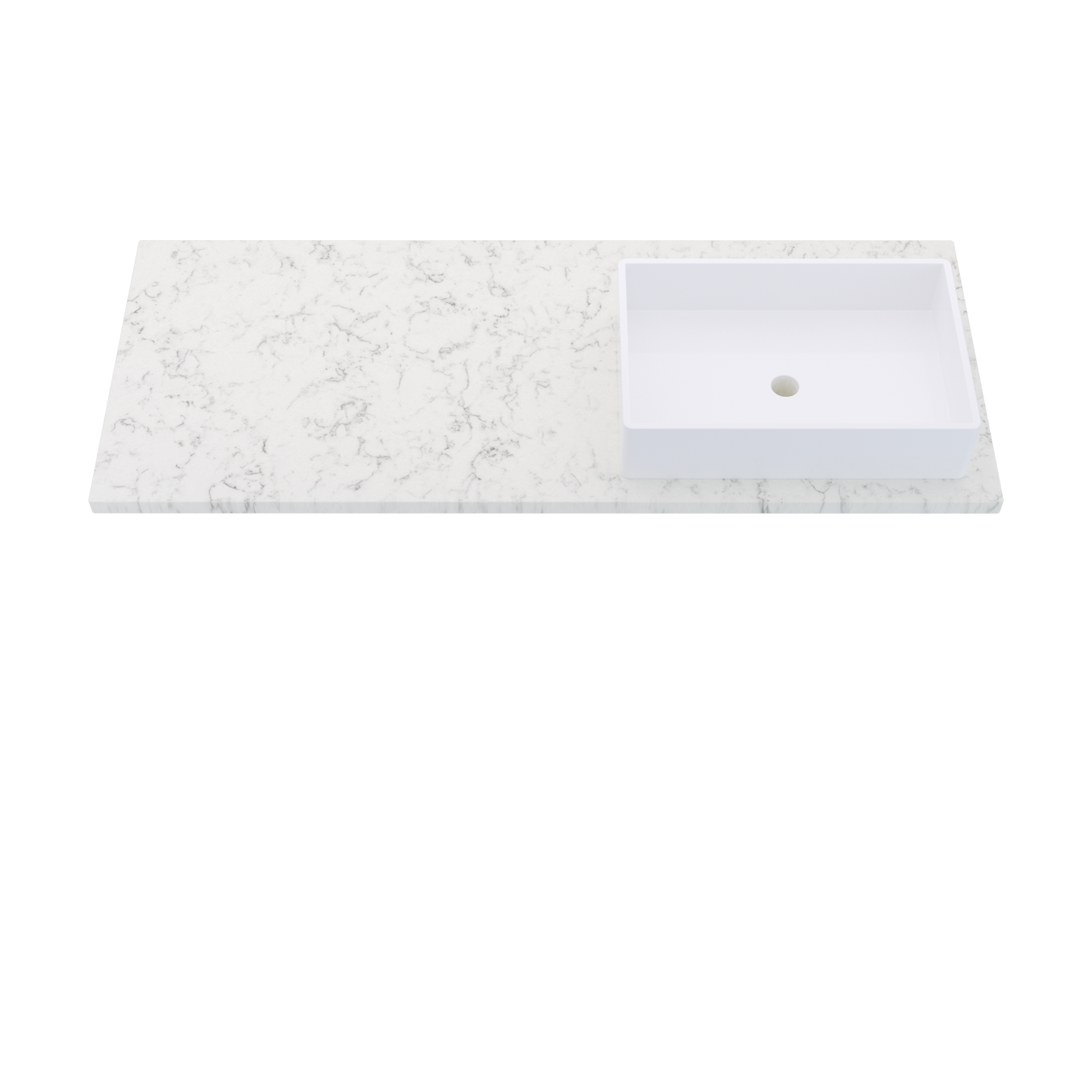 55" Vanderloc Silestone® Quartz Bathroom Vanity Top | Single Vigo Sink | Offset in Lyra