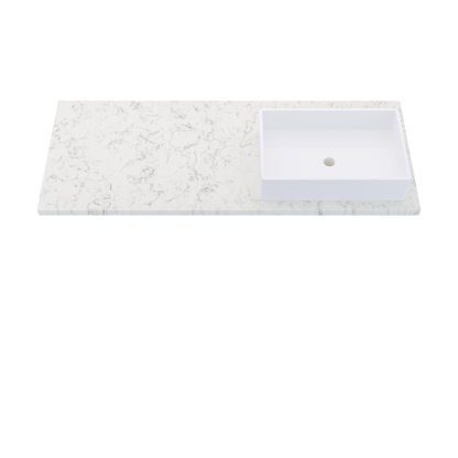 55" Vanderloc Silestone® Quartz Bathroom Vanity Top | Single Vigo Sink | Offset in Lyra
