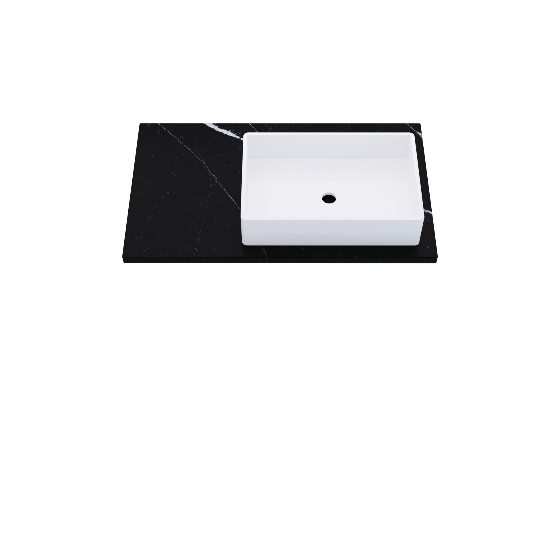 37" Vanderloc Silestone® Quartz Bathroom Vanity Top | Single Vigo Sink | Offset in Et Marquina