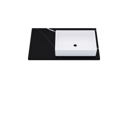 37" Vanderloc Silestone® Quartz Bathroom Vanity Top | Single Vigo Sink | Offset in Et Marquina