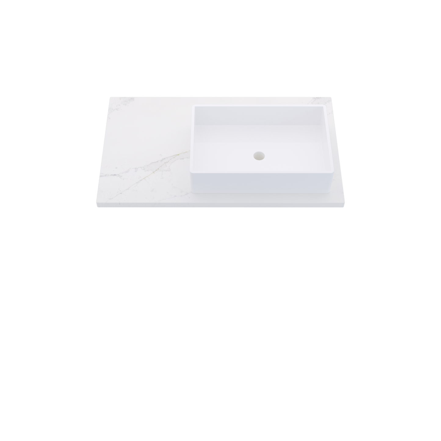 37" Vanderloc Silestone® Quartz Bathroom Vanity Top | Single Vigo Sink | Offset in Et Calacatta Gold