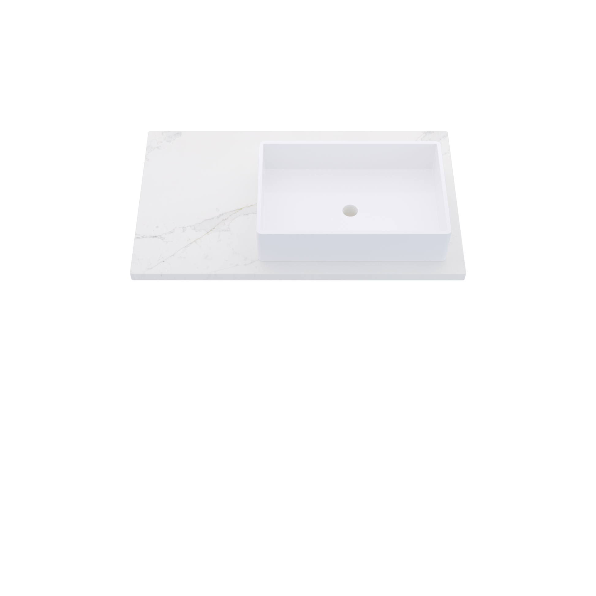37" Vanderloc Silestone® Quartz Bathroom Vanity Top | Single Vigo Sink | Offset in Et Calacatta Gold