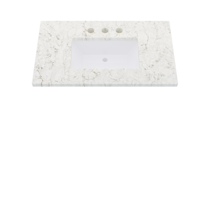 37" Vanderloc Silestone® Quartz Bathroom Vanity Top | Single Rectangle Sink | Centered in Lusso