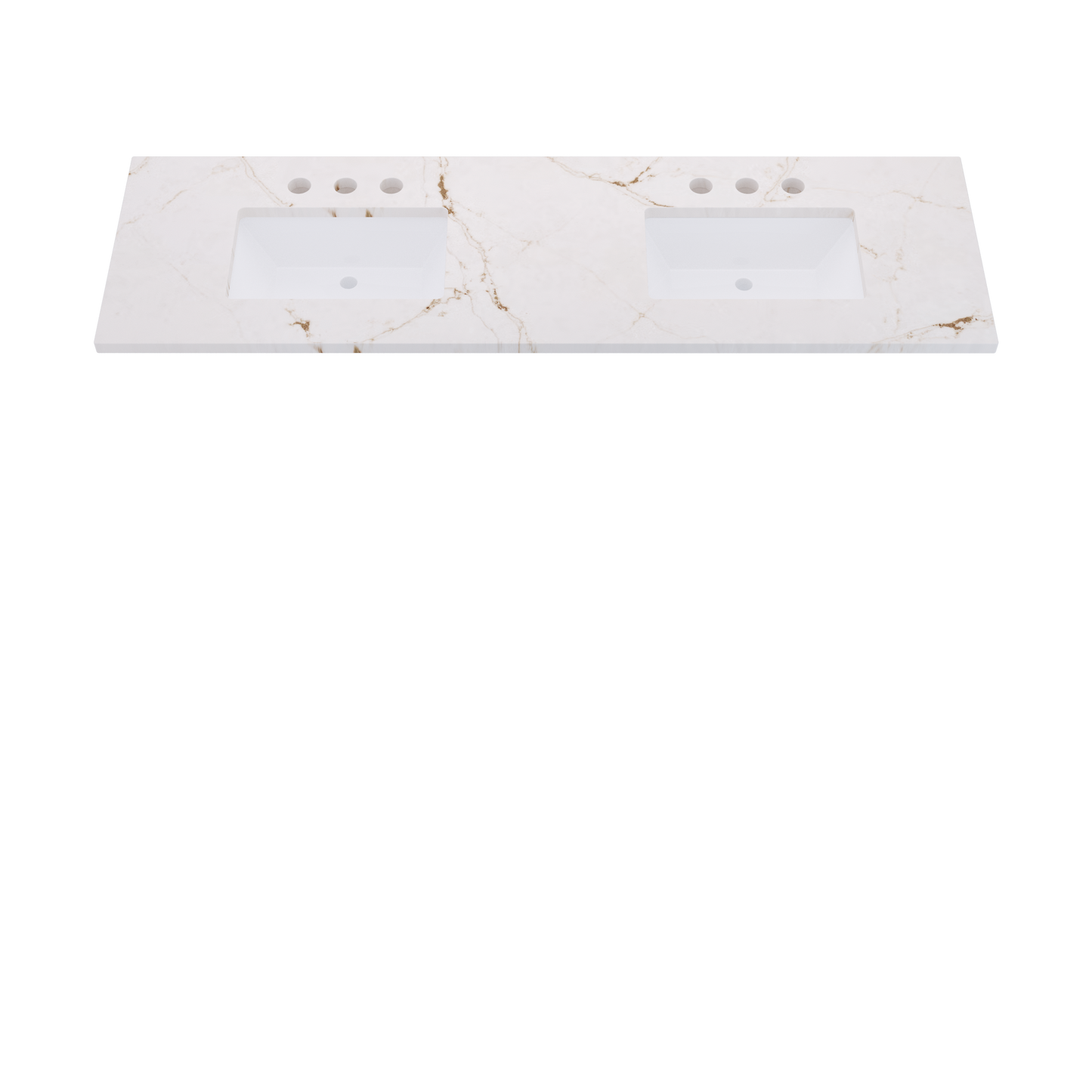 73" Vanderloc Silestone® Quartz Bathroom Vanity Top | Double Rectangle Sink | Centered in Versailles Ivory