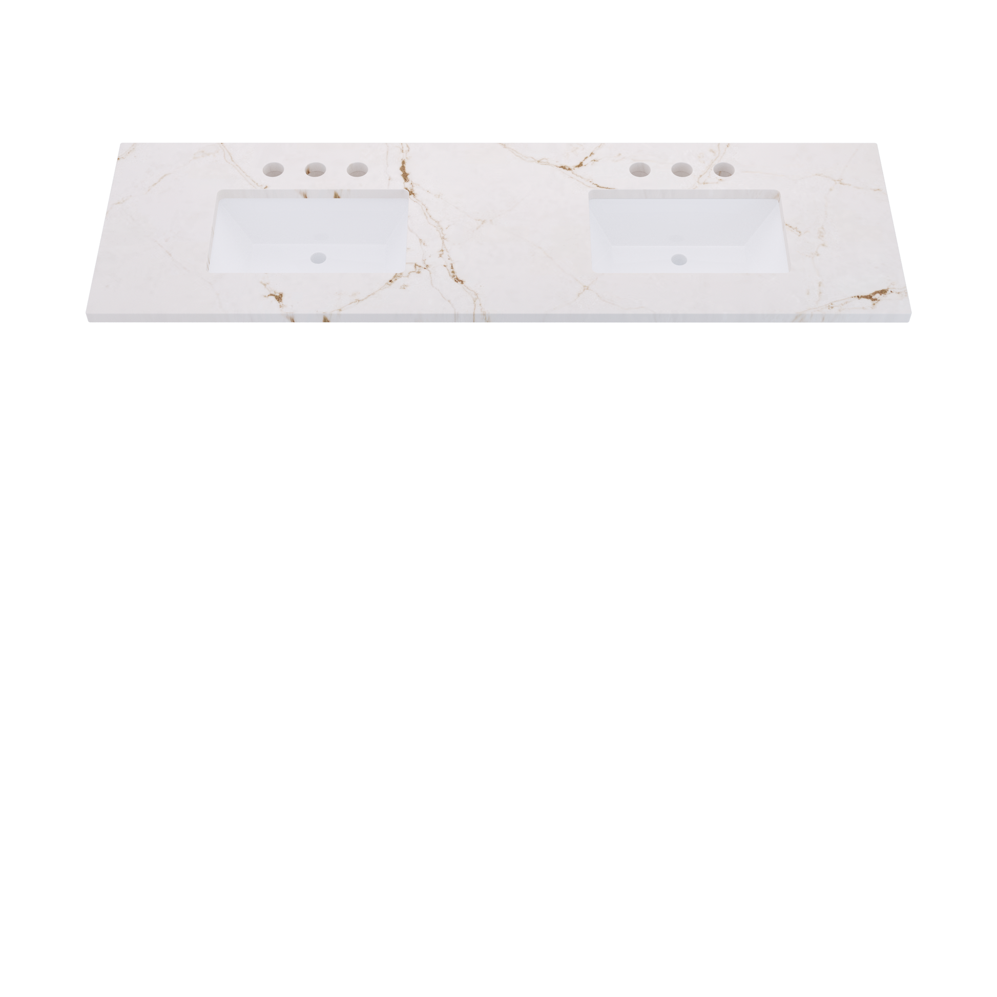 73" Vanderloc Silestone® Quartz Bathroom Vanity Top | Double Rectangle Sink | Centered in Versailles Ivory