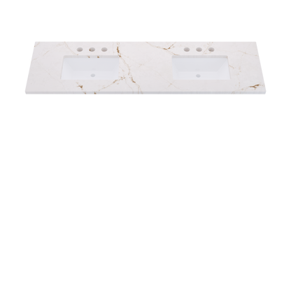 73" Vanderloc Silestone® Quartz Bathroom Vanity Top | Double Rectangle Sink | Centered in Versailles Ivory