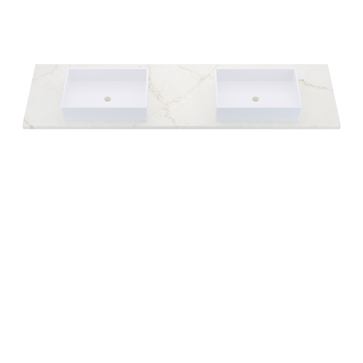 79" Vanderloc Silestone® Quartz Bathroom Vanity Top | Double Vigo Sink | Centered in Blanc Elysee