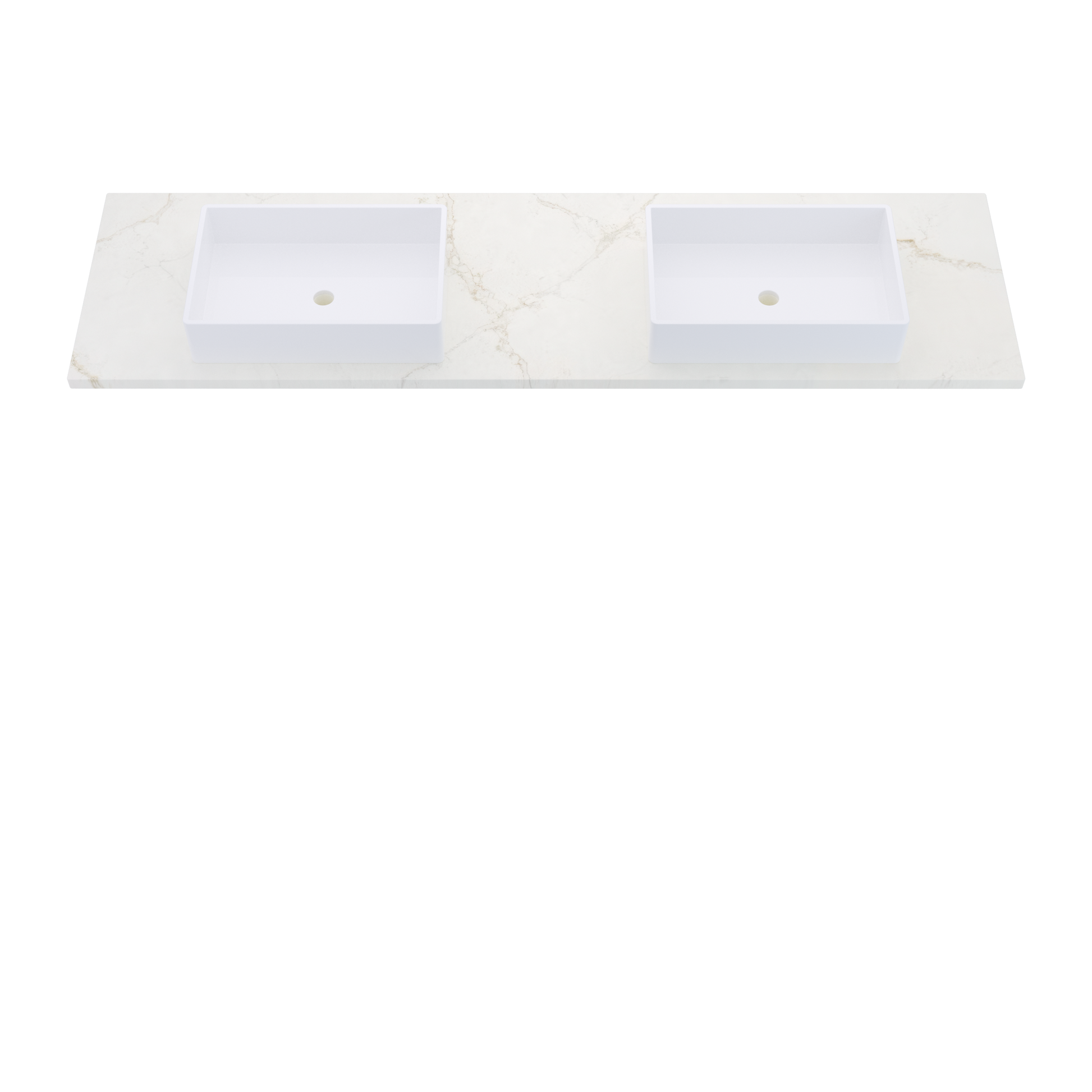 79" Vanderloc Silestone® Quartz Bathroom Vanity Top | Double Vigo Sink | Centered in Blanc Elysee