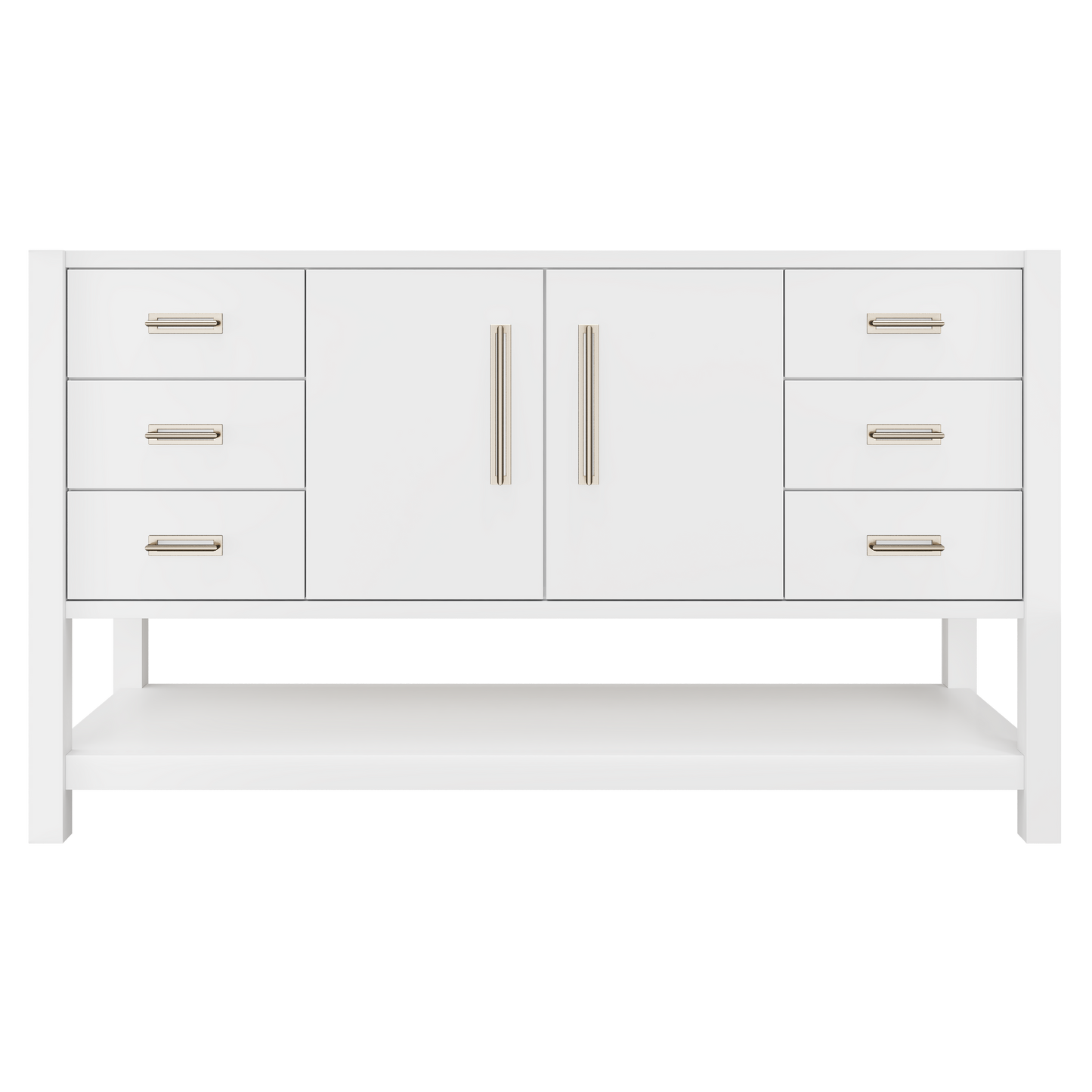 Kiawah Single Extra-Wide Bath Vanity 60in Pure White Satin Nickel