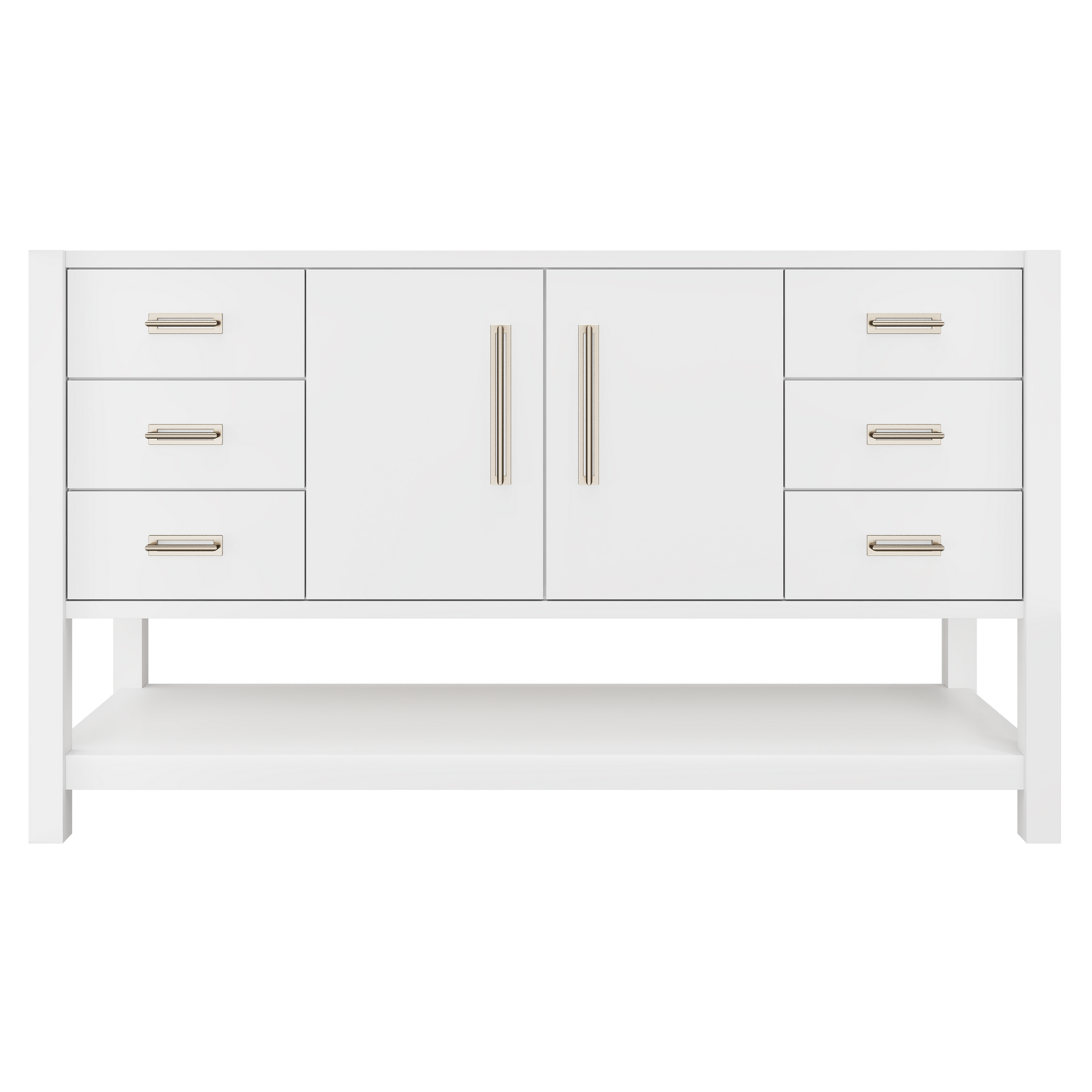 Kiawah Single Extra-Wide Bath Vanity 60in Pure White Satin Nickel