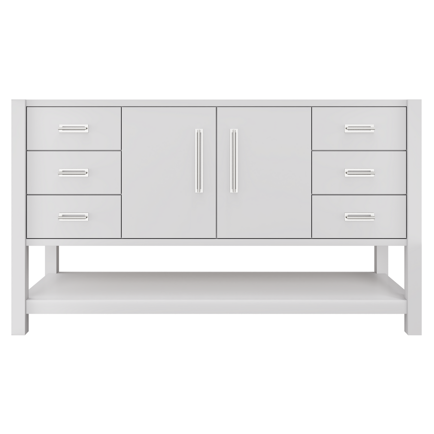 Kiawah Single Extra-Wide Bath Vanity 60in Strong White Polished Chrome