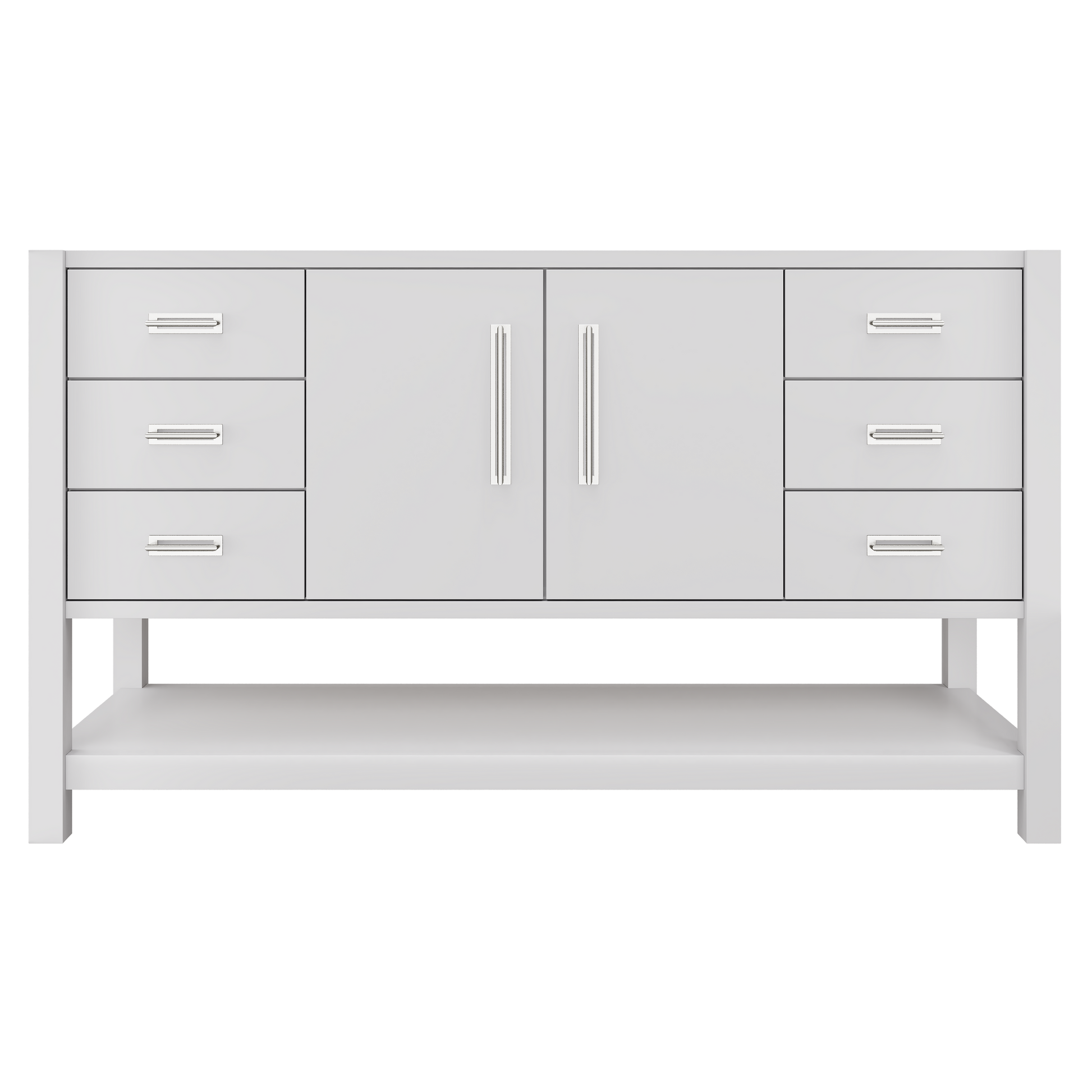 Kiawah Single Extra-Wide Bath Vanity 60in Strong White Polished Chrome