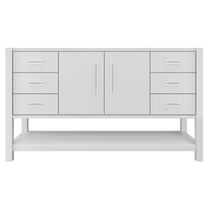 Kiawah Single Extra-Wide Bath Vanity 60in Strong White Polished Chrome