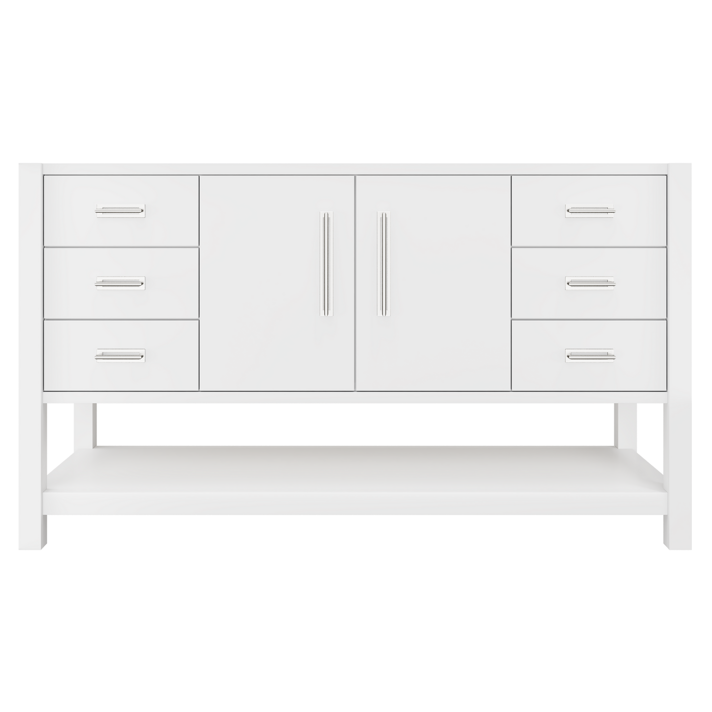 Kiawah Single Extra-Wide Bath Vanity 60in Pure White Polished Chrome