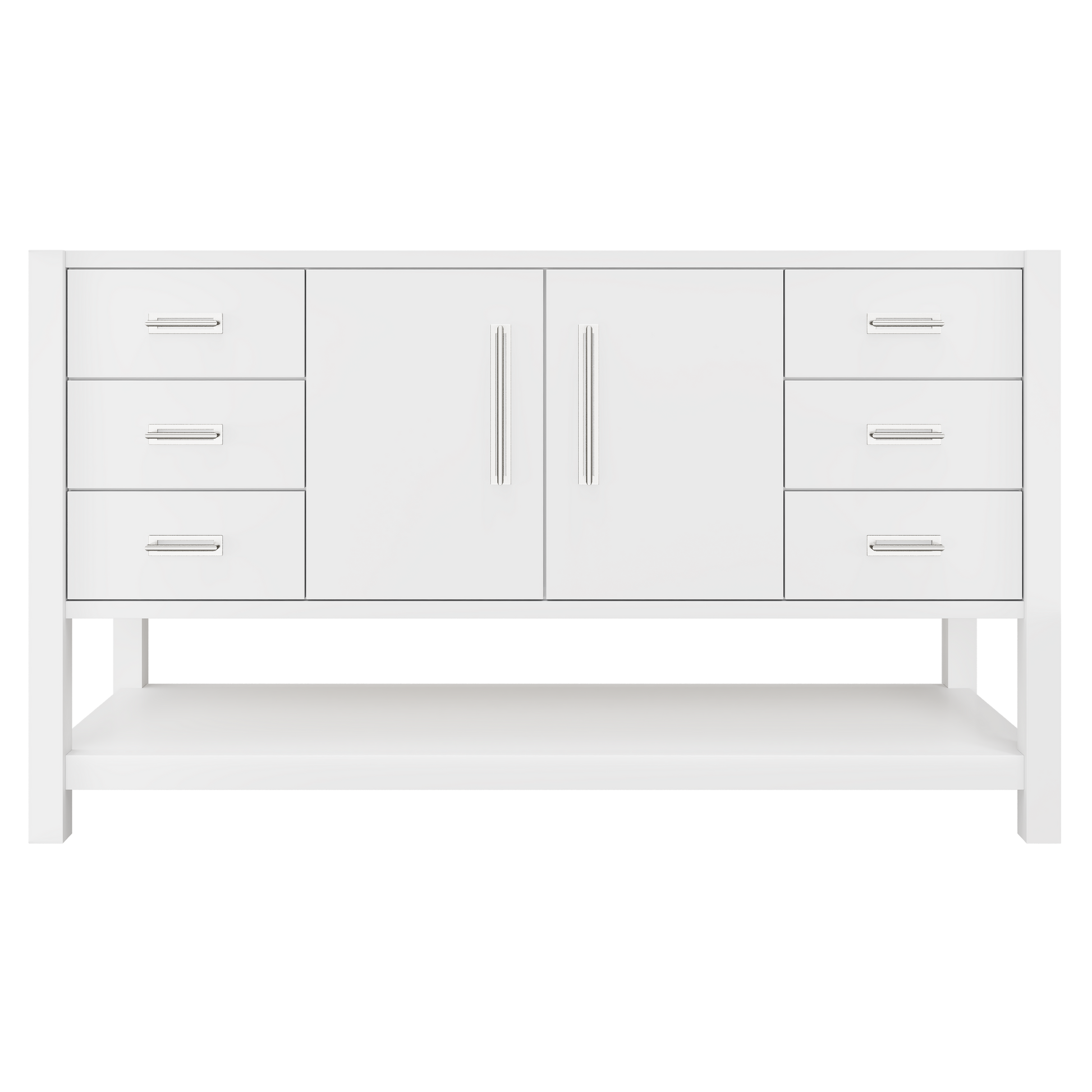 Kiawah Single Extra-Wide Bath Vanity 60in Pure White Polished Chrome