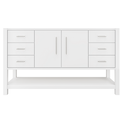 Kiawah Single Extra-Wide Bath Vanity 60in Pure White Polished Chrome