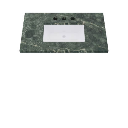 37" Vanderloc Silestone® Quartz Bathroom Vanity Top | Single Rectangle Sink | Centered in Jardin Emerald