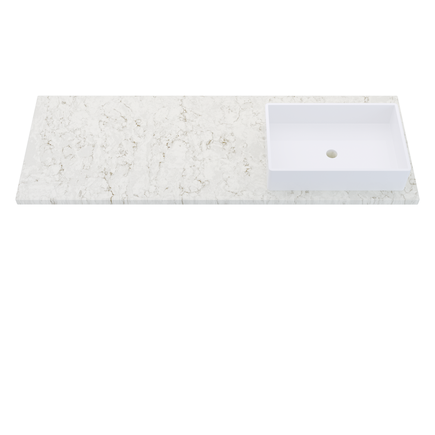 61" Vanderloc Silestone® Quartz Bathroom Vanity Top | Single Vigo Sink | Right Offset in Lusso
