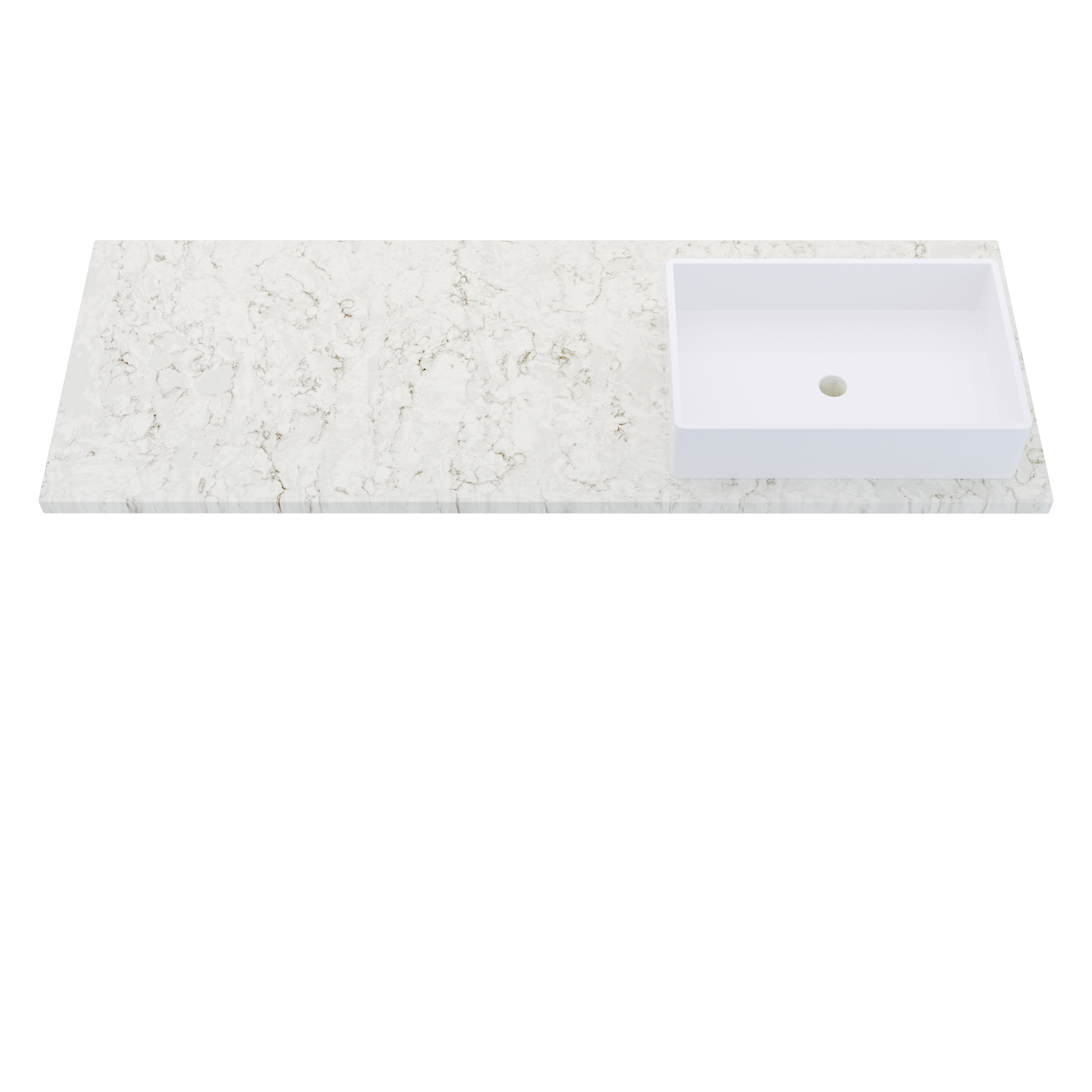 61" Vanderloc Silestone® Quartz Bathroom Vanity Top | Single Vigo Sink | Right Offset in Lusso
