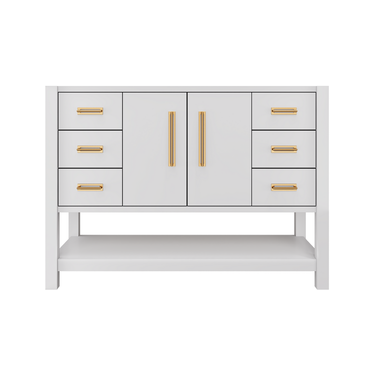 Kiawah Single Extra-Wide Bath Vanity 48in Strong White Satin Gold