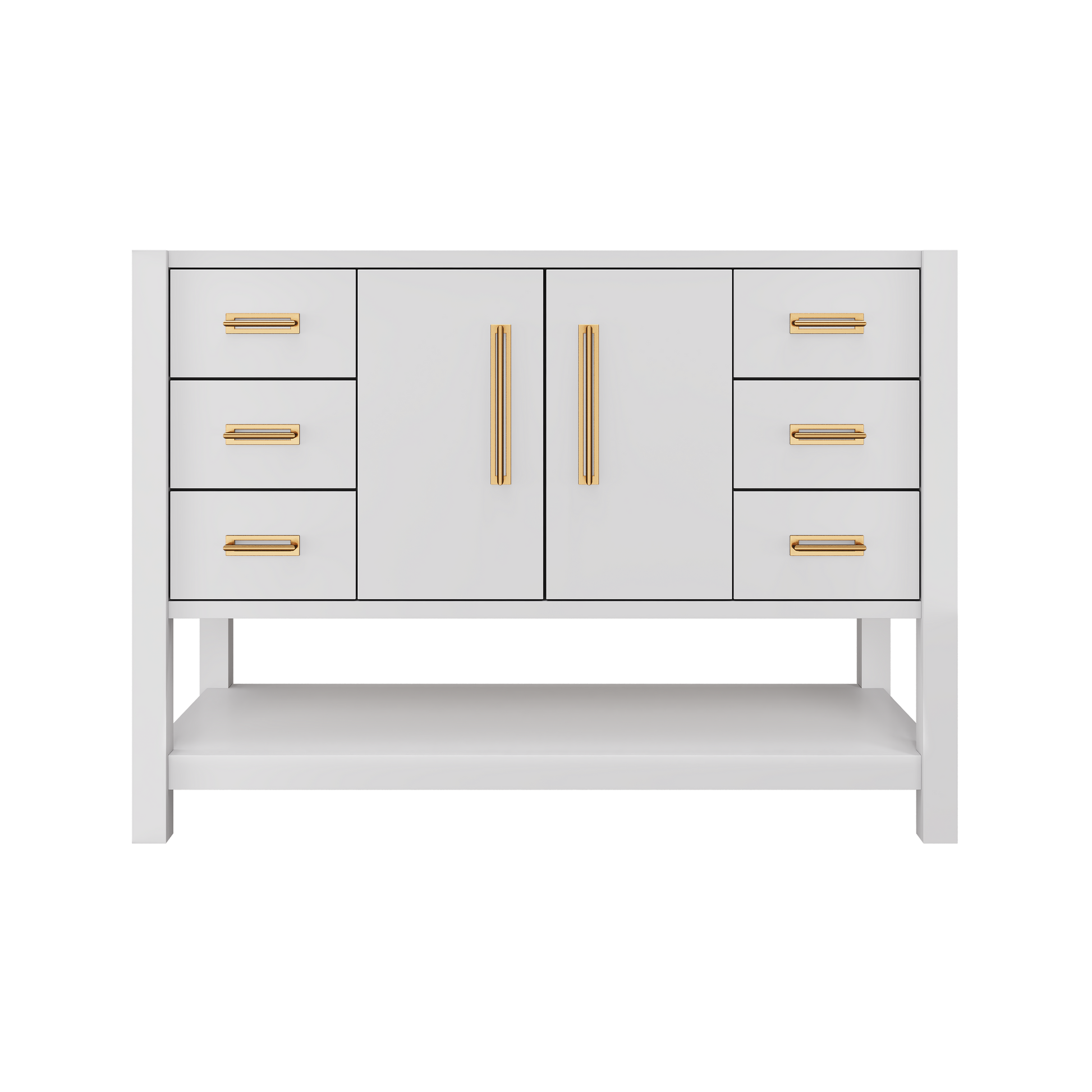 Kiawah Single Extra-Wide Bath Vanity 48in Strong White Satin Gold
