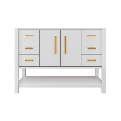 Kiawah Single Extra-Wide Bath Vanity 48in Strong White Satin Gold