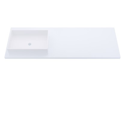 61" Vanderloc Silestone® Quartz Bathroom Vanity Top | Single Rectangle Sink | Offset in Miami White