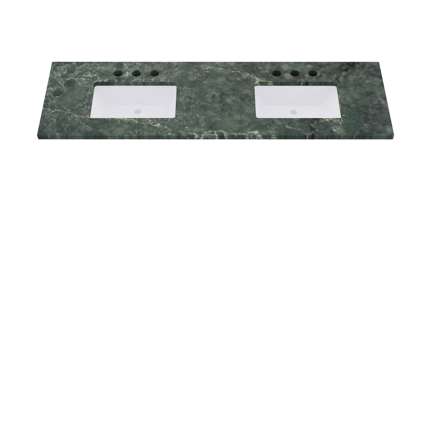 73" Vanderloc Silestone® Quartz Bathroom Vanity Top | Double Rectangle Sink | Centered in Jardin Emerald