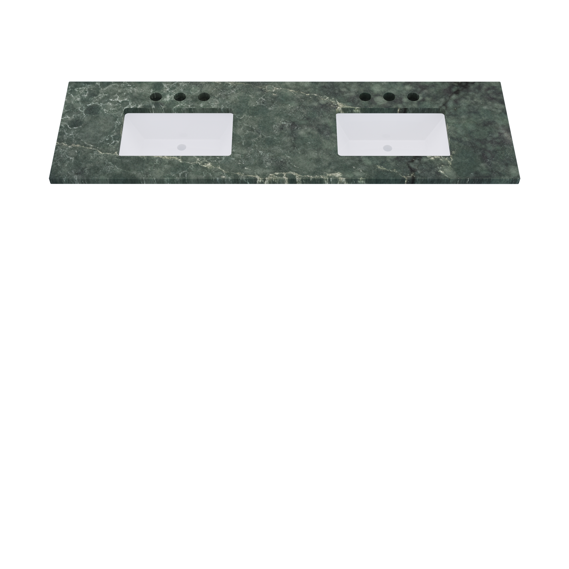 73" Vanderloc Silestone® Quartz Bathroom Vanity Top | Double Rectangle Sink | Centered in Jardin Emerald