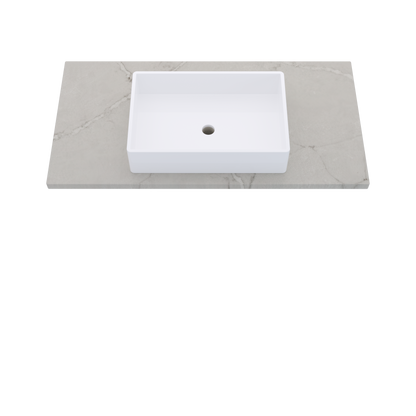 43" Vanderloc Silestone® Quartz Bathroom Vanity Top | Single Vigo Sink | Centered in Victorian Silver