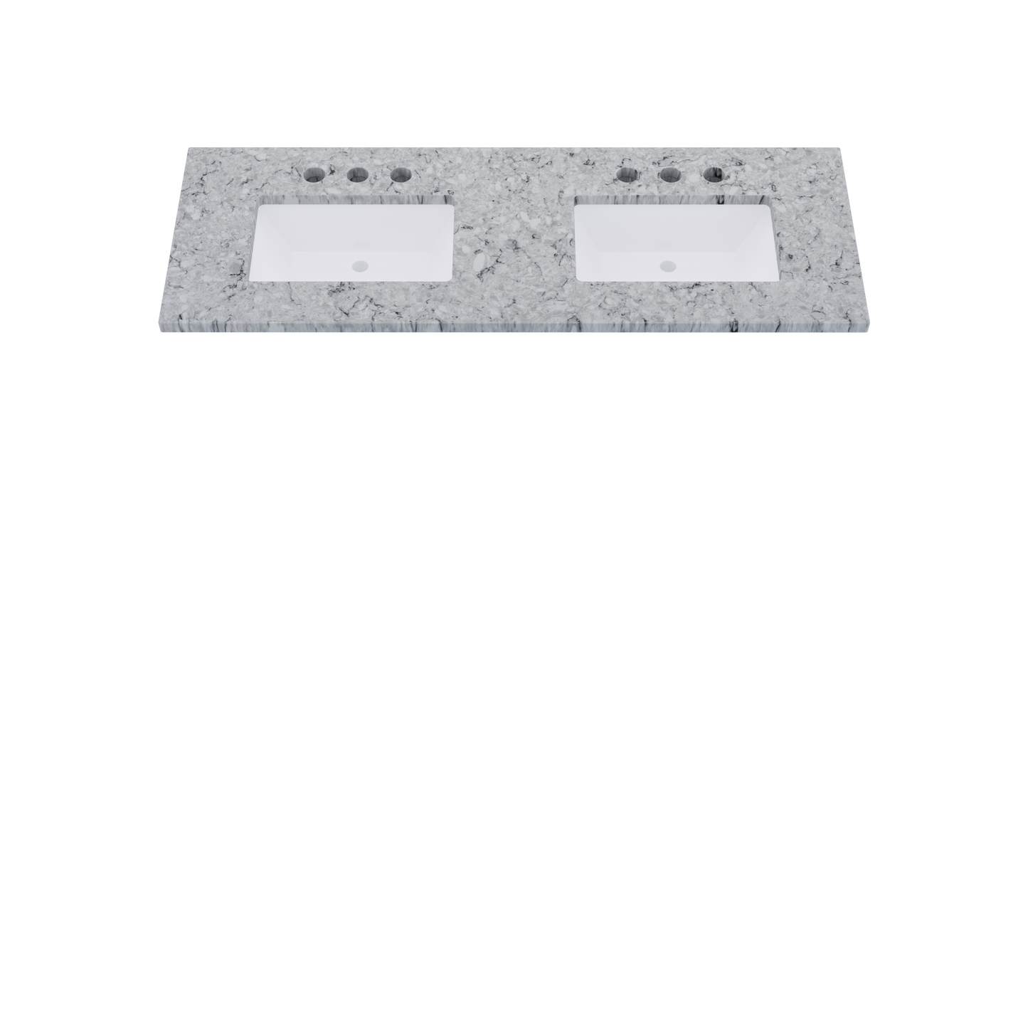 61" Vanderloc Silestone® Quartz Bathroom Vanity Top | Double Rectangle Sink | Centered in Pietra
