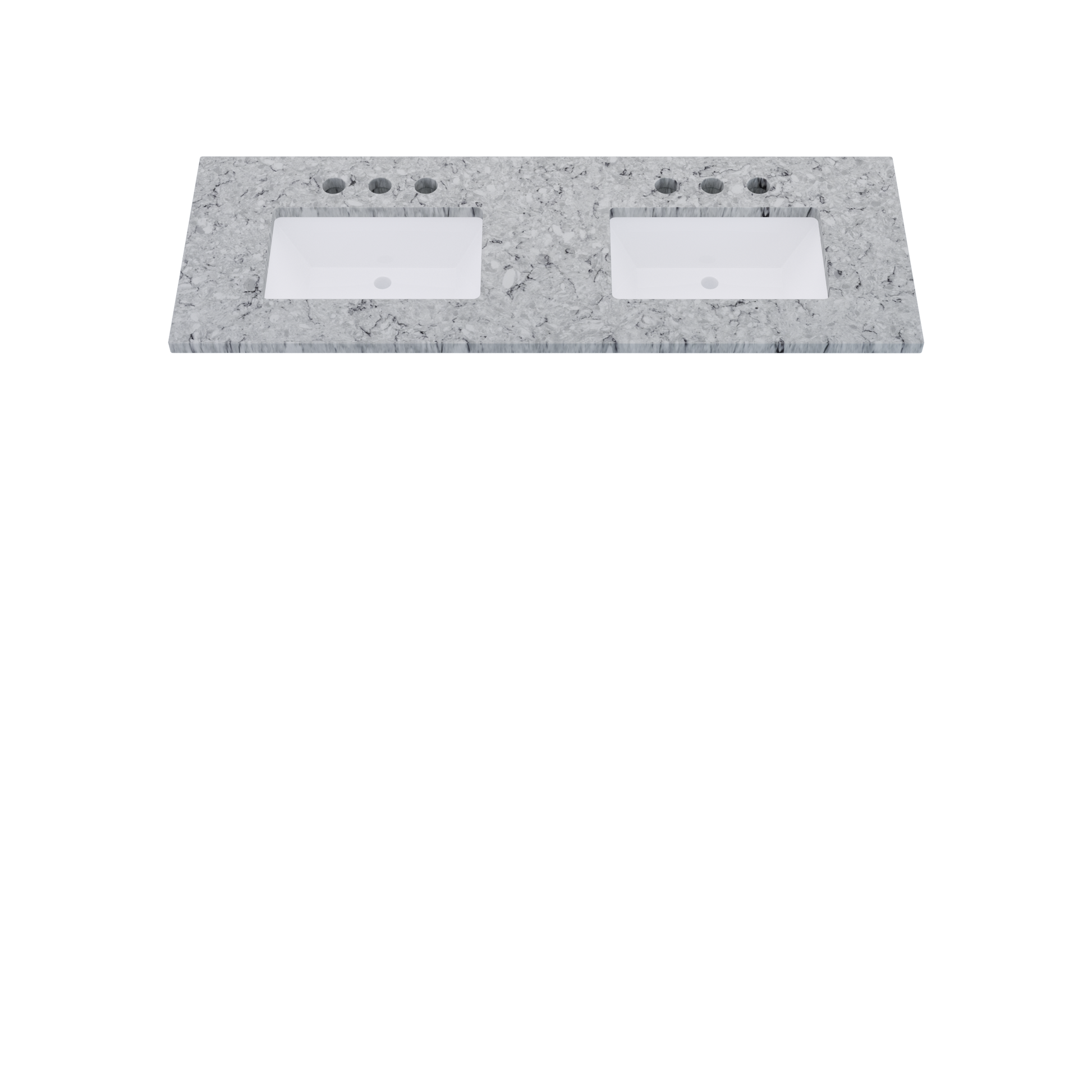 61" Vanderloc Silestone® Quartz Bathroom Vanity Top | Double Rectangle Sink | Centered in Pietra